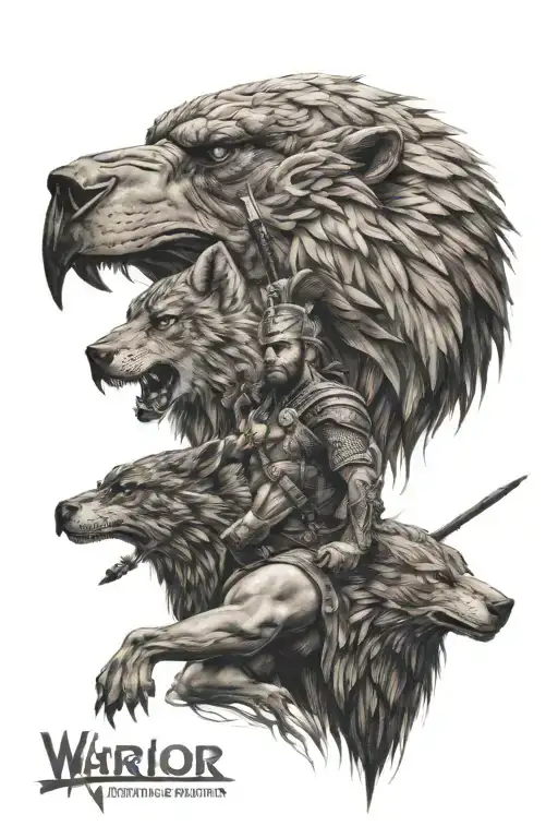 Warrior With An Eagle And A Wolf