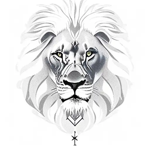 Realistic Lion With Nordic Compass