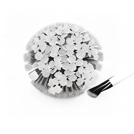 A Realistic Portrait Of A Makeup Brush With Vibrant Hydrangeas As The Bristles
