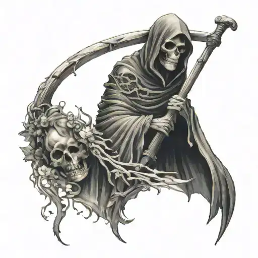 Memento Mori Grim Reaper With Scythe