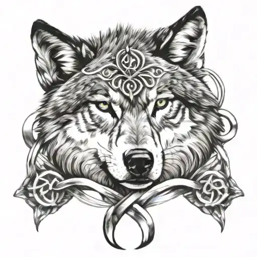 Wolf Face And Infinity Sign Intertwined