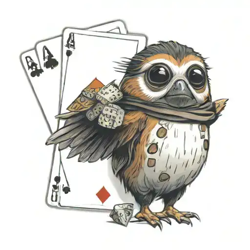 Porg Star Wars Droid Playing Poker