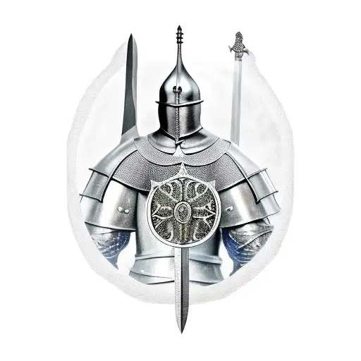 Medieval Knight With Long Sword And Shield With In The Middle A Large Ypsillon