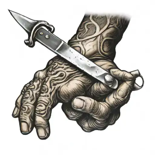 Right Hand Stabbing Left Hand With Chef Knife