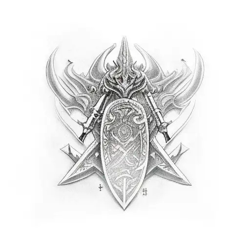 Crussader With Long Sword And Shield