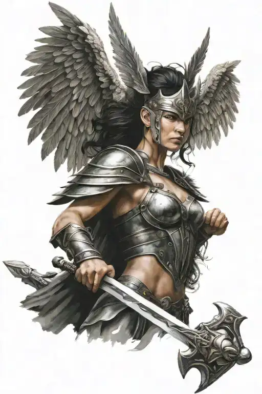 Valkyrie Warrior Woman Holding A Sword