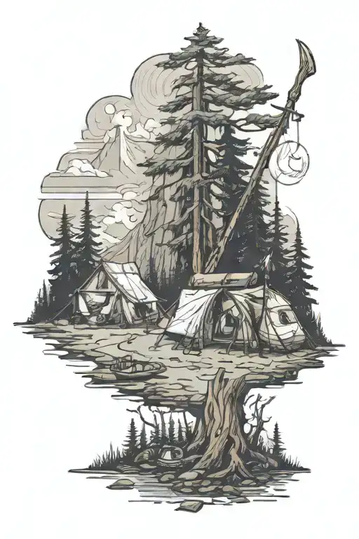 Camping Scene With A Viking