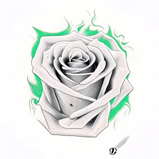 D And Y Alphabets In Black Or Green With Red Rose