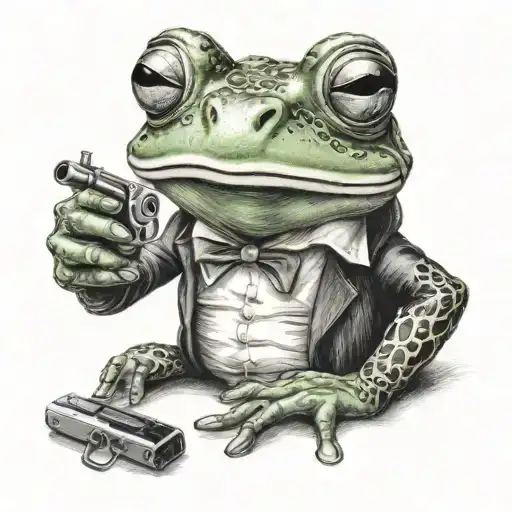 A Frog Smoking And Holding Gun Shooting