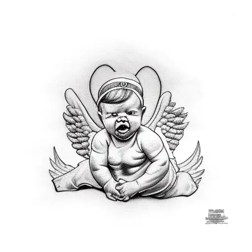 Survival Lettering Next To A Baby Angel Crying