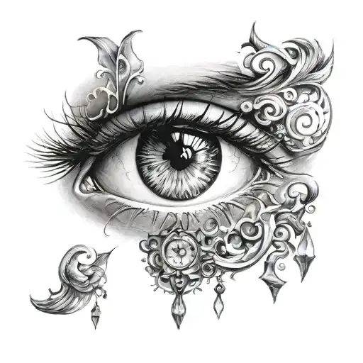 Woman Eye Surrounded By Aquarius Elements