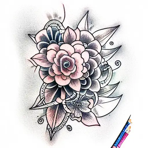 Arm Flower Tattoo Color