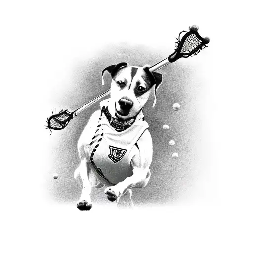 A Dog Playing Lacrosse In A Natural Outdoor Setting