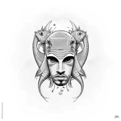 A Realistic Portrait Of A Rapper With A Fish-inspired Face