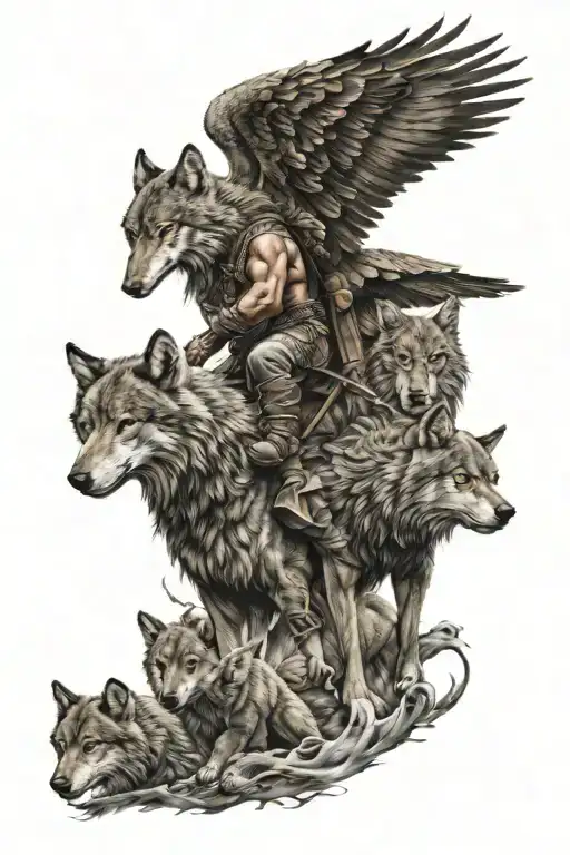 Warrior With An Eagle And A Wolf