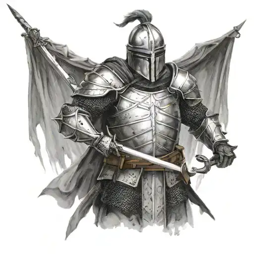 Faraam Knight Holding Sword Emerging From A