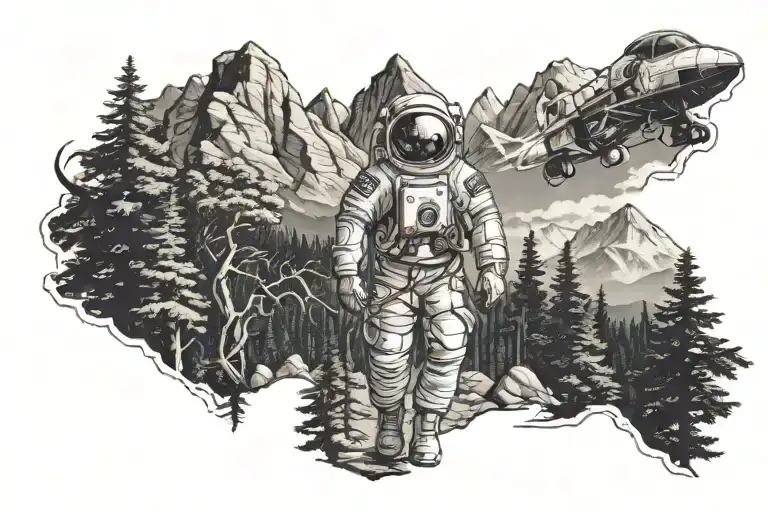 Astronaut Infront Of Trees And Mountains