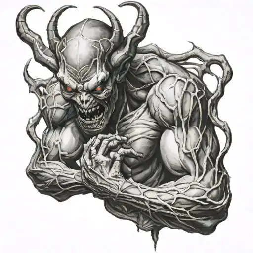 Demon Holding A Spider Hanging