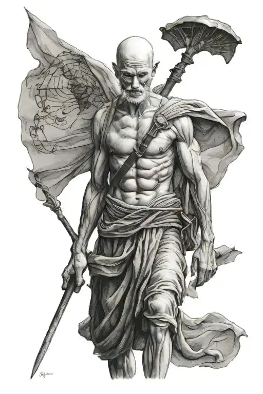 Peaceful Warrior Man Standing Tall