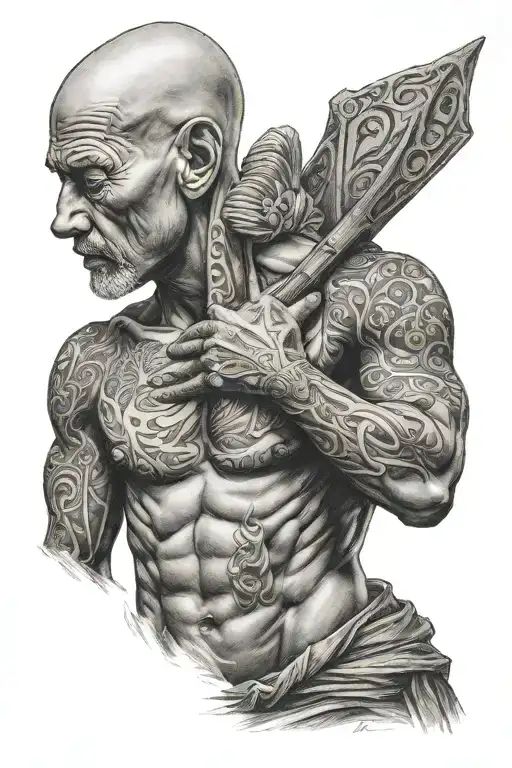 Peaceful Warrior Meditating Man Standing