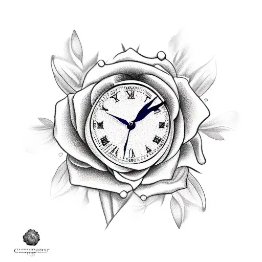Clock And Red Roses