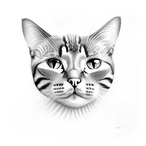 A Cat That Is Cuddlingwith An Oval Shape