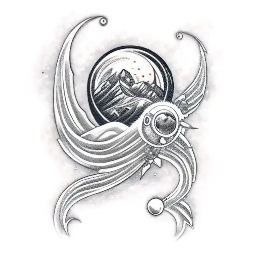 Saint Gobian Arm Tattoo With Moon Background