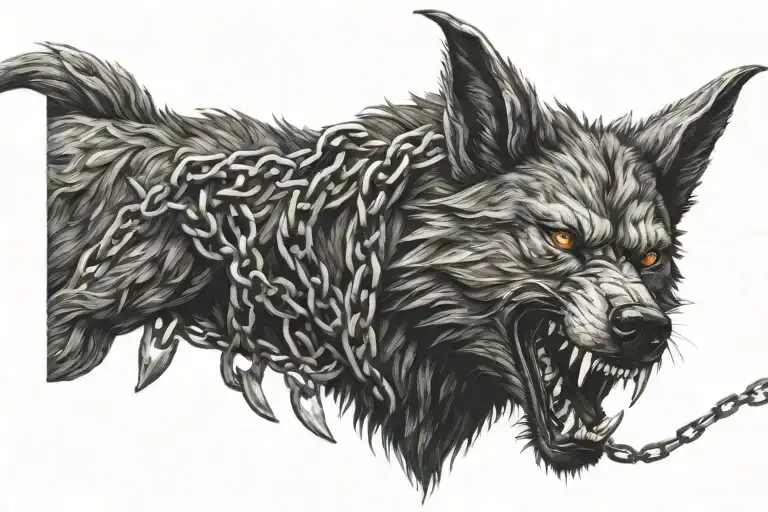 Fenrir In Chains Fighting Odin