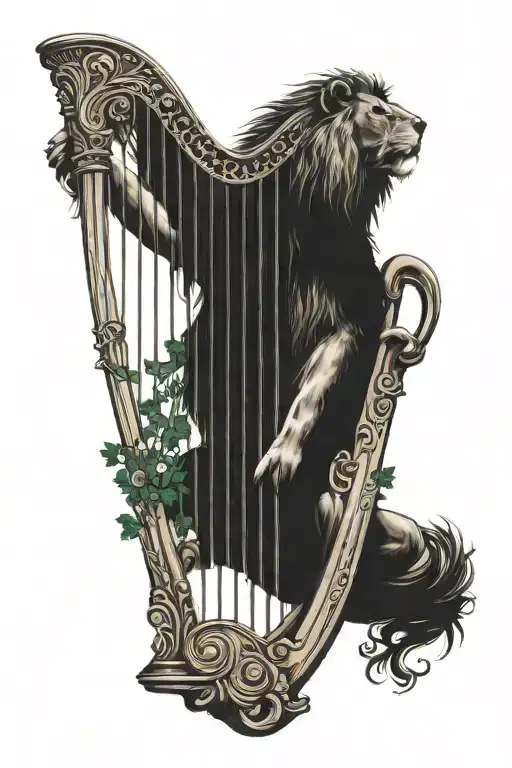 Irish Harp Played By A Lion