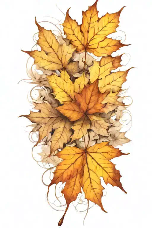 Autumn Leaves Falling In The Wind