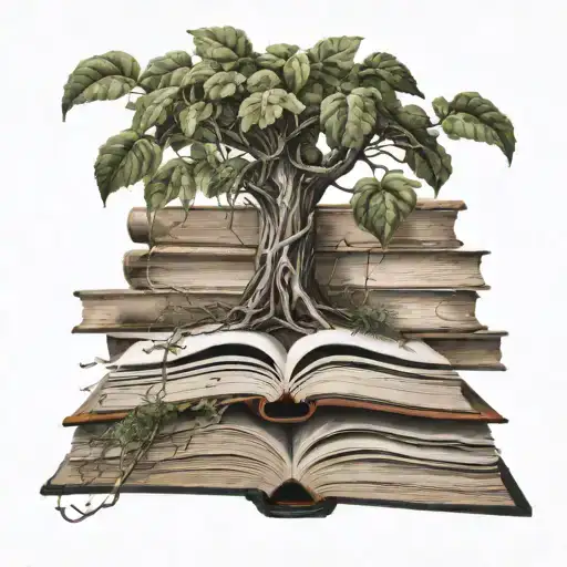 Stack Of Books With Tree Of Knowledge Sprouting From An Open Book On The Top