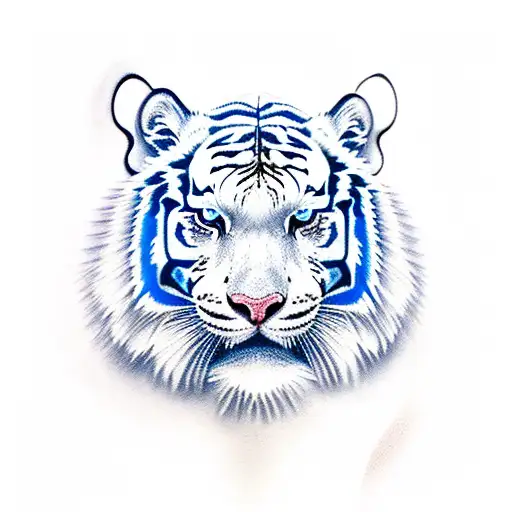 Majestic White Tiger With Blue Eyes