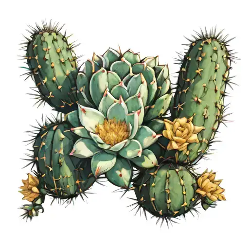 Cactus With Blooming Flowers Representing Arizona