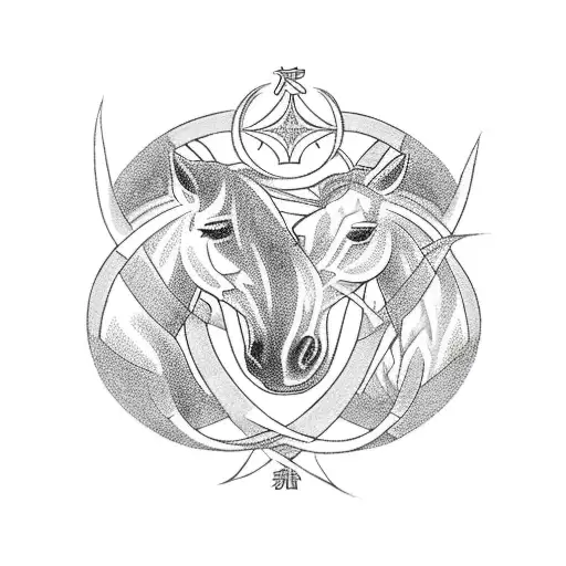 A Leo Zodiac Symbol Intertwined With A Horse's Silhouette