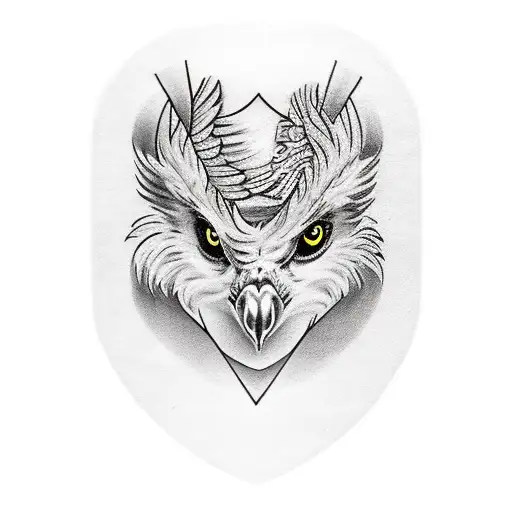 Chest Tattoo With Bon The Left And Eagle On The Right