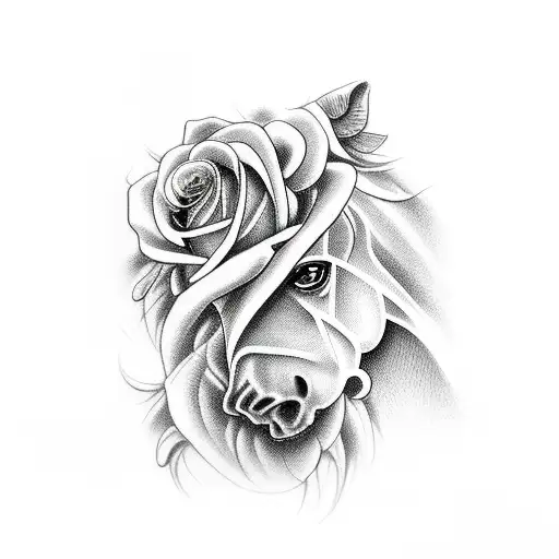 Horse Wrapped Around Roses