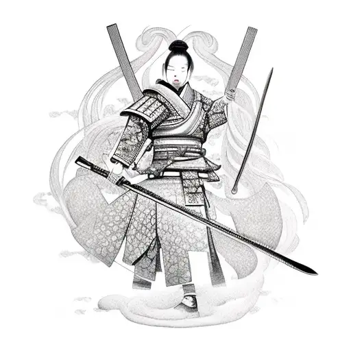 Female Samurai And Male Samurai