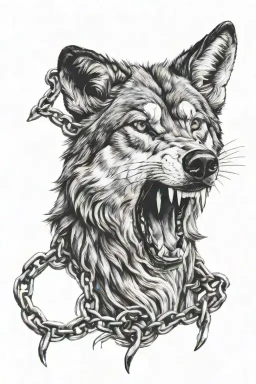 Furious Wolf Breaking Chains