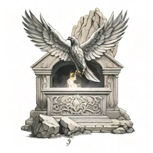 Jesus's Tomb With Phoenix Bird