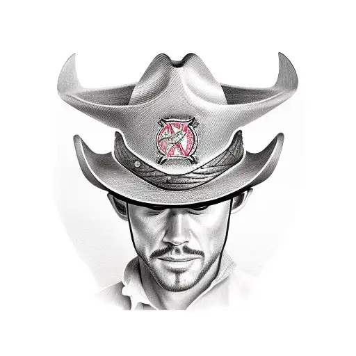 Horseshoe With Cowboy Hat And Fireman's Helmet