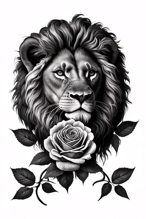 Lion Roses Intertwined