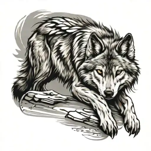 Wolf With A Footprint Tribal