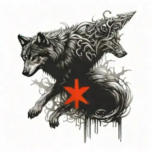 A Wolf And Cross Fusion Design Combining Elements