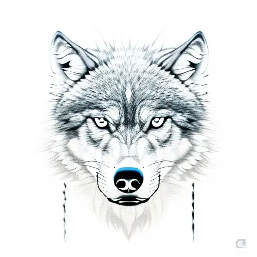 Chained Wolf Head With Burning World In The Muzzle