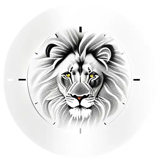 Lion With Clock In Backgroubd