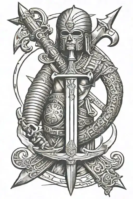 Egyptian Sickle Crossing With A Templar Sword