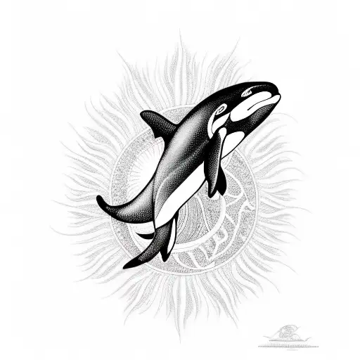Orca Whale With Sun