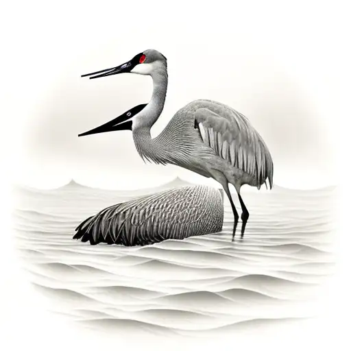 Sandhill Crane Standing In Water Near Hurricane Street Sign With Storm Rolling In Over Head