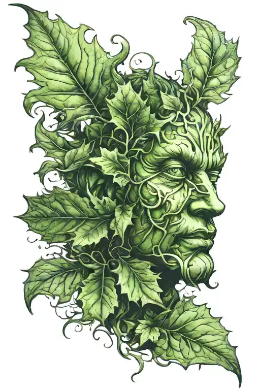 Green Man Leaf Face