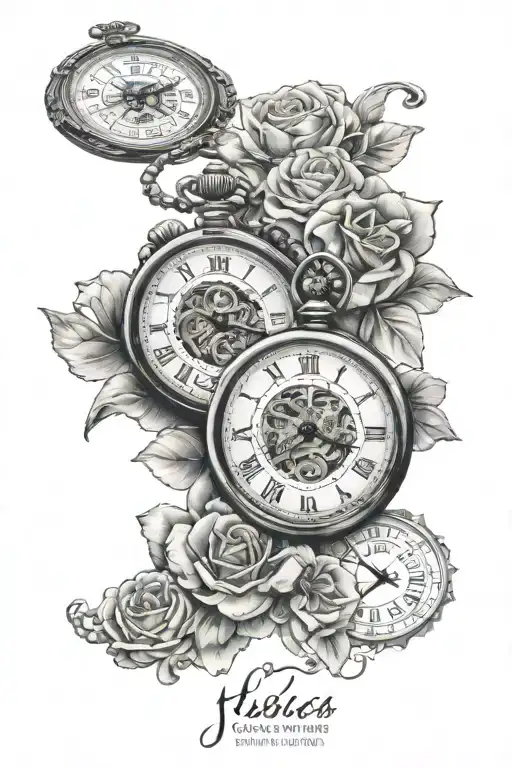 Two Connected Pocket Watches With Name Jessica And Lars And Birth Time